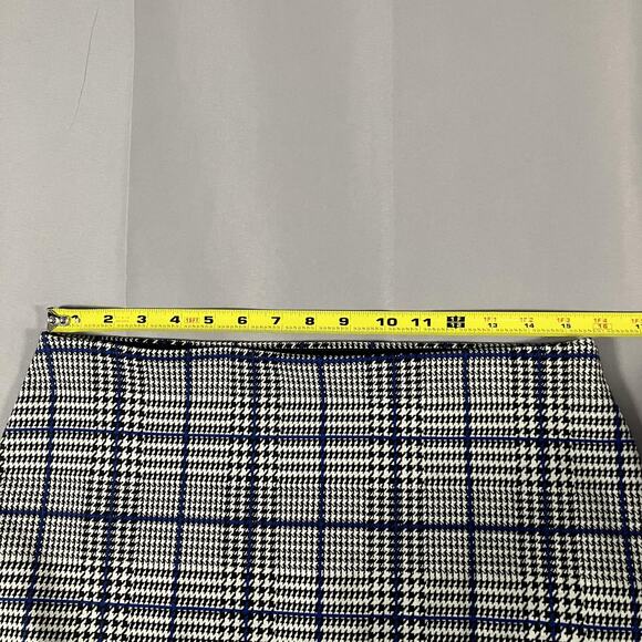 Express Skirt Womens Medium Blue Black White Plaid Houndstooth Pull On Career - Picture 8 of 16